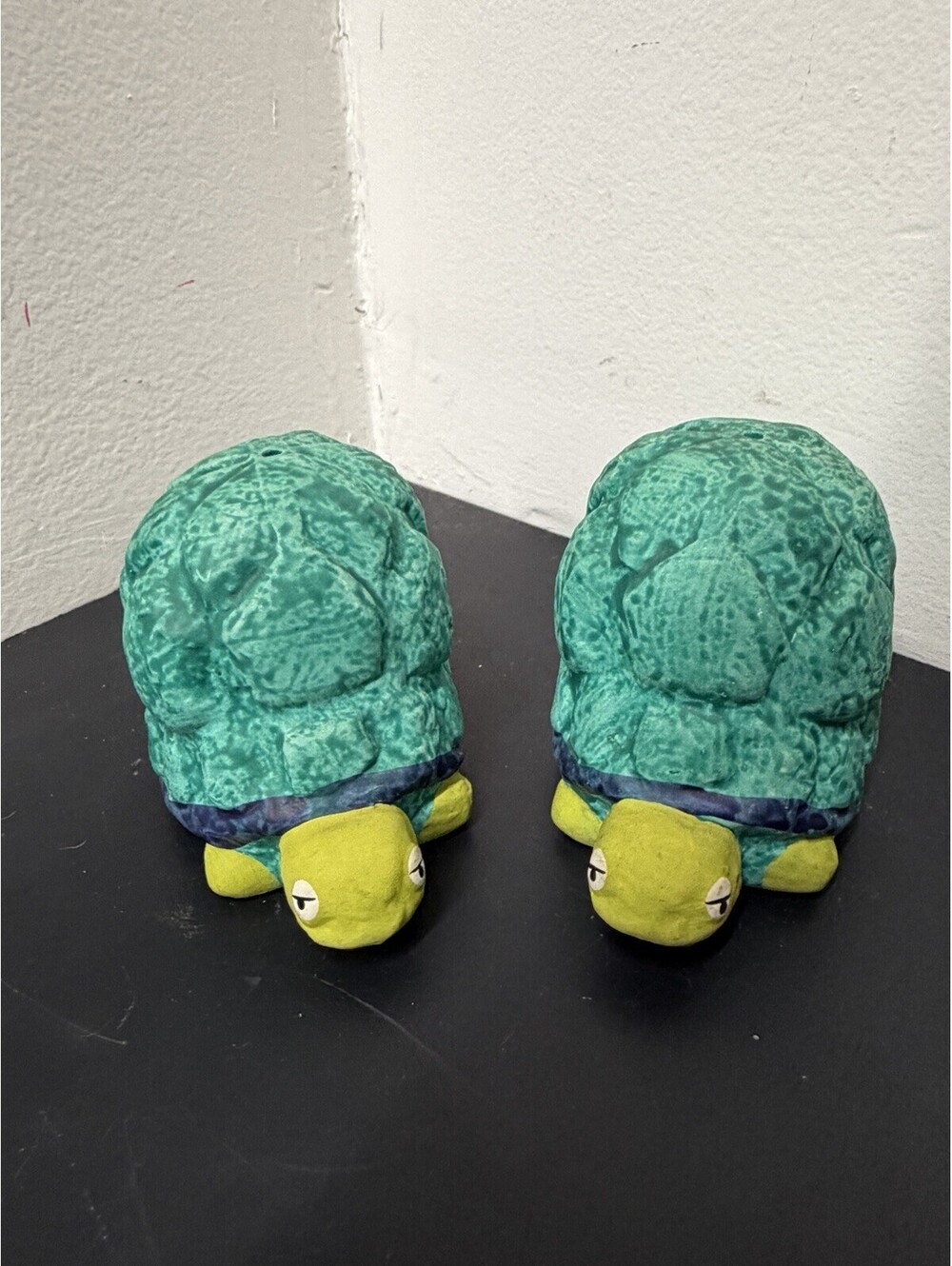 Vintage Ceramic Turtle Shaped Salt & Pepper Shaker Set - Matte Finish 3” Tall